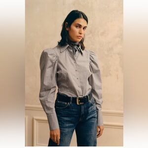 Zara NWT Gingham puff long sleeves shirt  XS